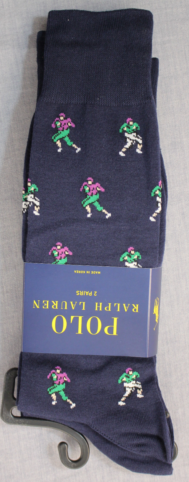 RALPH LAUREN 2 paia calze eleganti uomo CALCIATORE blu navy pony nuove con etichette 6 12 5