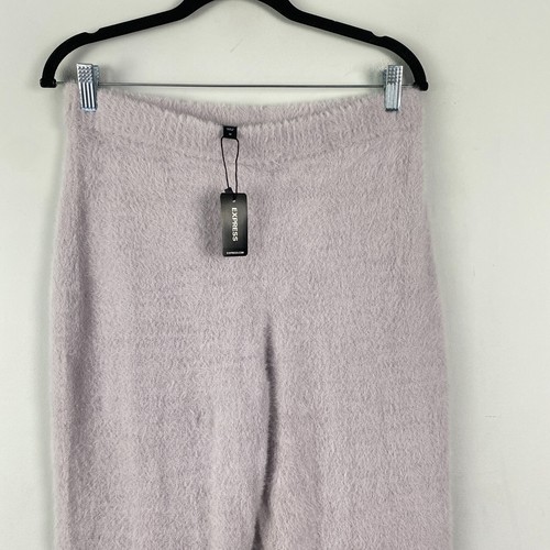 Express Furry Fuzzy Skinny Pull On Legging Pants Size M Purple Ankle Soft - Picture 2 of 10