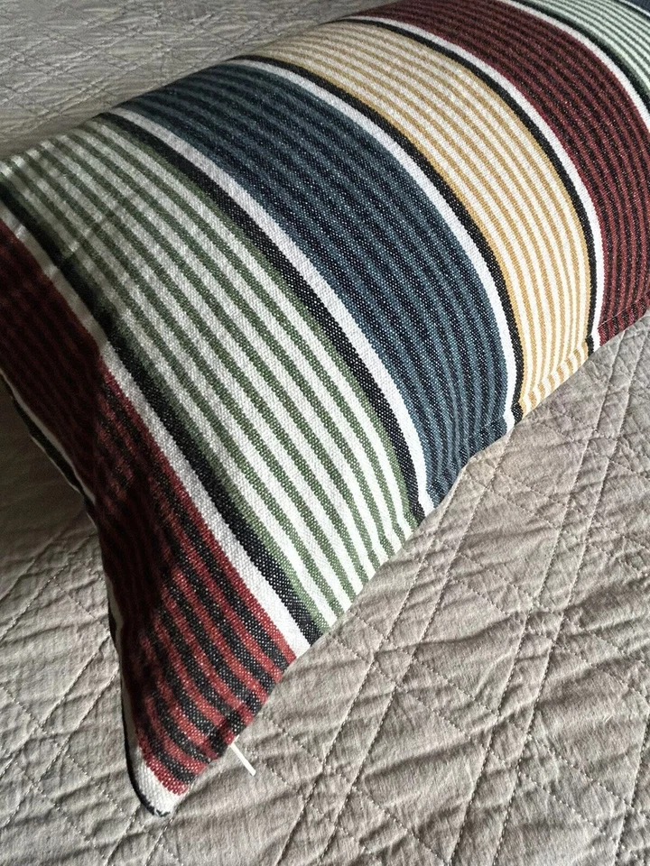 Ikea KUDDVIVA Cushion Lumbar Pillow Cover Striped w/ Feather Insert 16 x 26 - Image 2 of 4