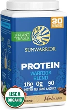 Sunwarrior Warrior Blend Plant-Based Raw Vegan Protein Powder, Mocha, 1.65 lbs