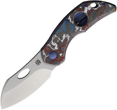 Olamic Cutlery Busker Blade Red - White - Blue Handle Pocket Knife - BCFLA246