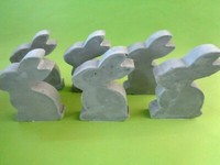 6Er Set Deko-Figuren, Hasen Hockend, Zement, Neu & Ovp