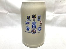 Vintage Munchener Biere Crests 1 L Stoneware Beer Mug Various W. Germany Marked