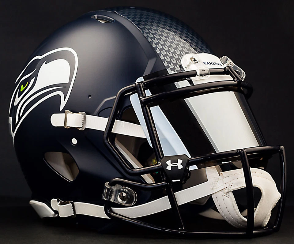 ***定制*** 座椅海鹰全尺寸 NFL Riddell Speed 足球头盔 — 第 2/4 张图片