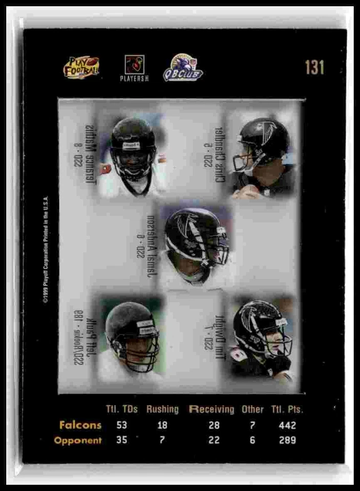 1999 Playoff Absolute SSD #131 Chandler Mathis Jamal Anderson Dwight Paulk - Image 2 of 2