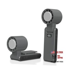 Portable Handheld Turbo Fan with Cooling Tech, Digital Display, 100-Speed Grey