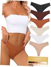 Seamless Thongs for Women No Show Thong V-waisted Medium A-6 Pack 6 Colors