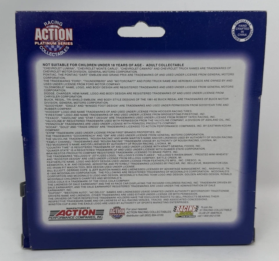 1 de 24912 Action Platinum Skybox 1995 Mark Martin #6 Folgers Thunderbird 1/64 Foto 2 de 2