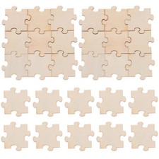50Pcs Unfinished Wooden Puzzle Chips Wood Pieces for Painting Craft Decoration
