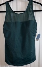 Land  s End Tankini Top High Neck Mesh Swimwear Green Size 8 NWT Swim