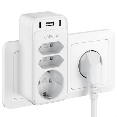 Power Strip 6 in 1 Multiple Socket with 3-Way Socket, Multiple Plug with 2 US...
