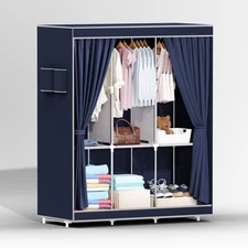 Portable Closet Wardrobe Clothes Rack Storage Organizer Shelf Fabric Water-Proof