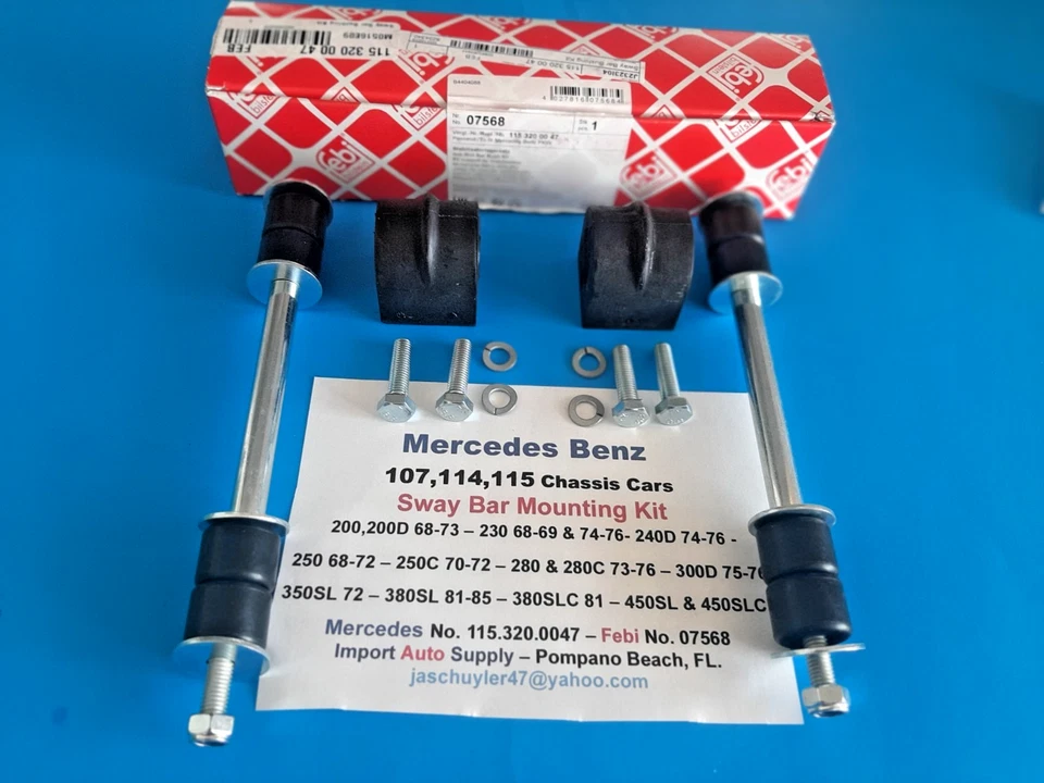 Kit de buje de barra estabilizadora delantera Mercedes Benz 107, 114, 115 220, 280, 380SL/C 450SL/C Foto 3 de 4