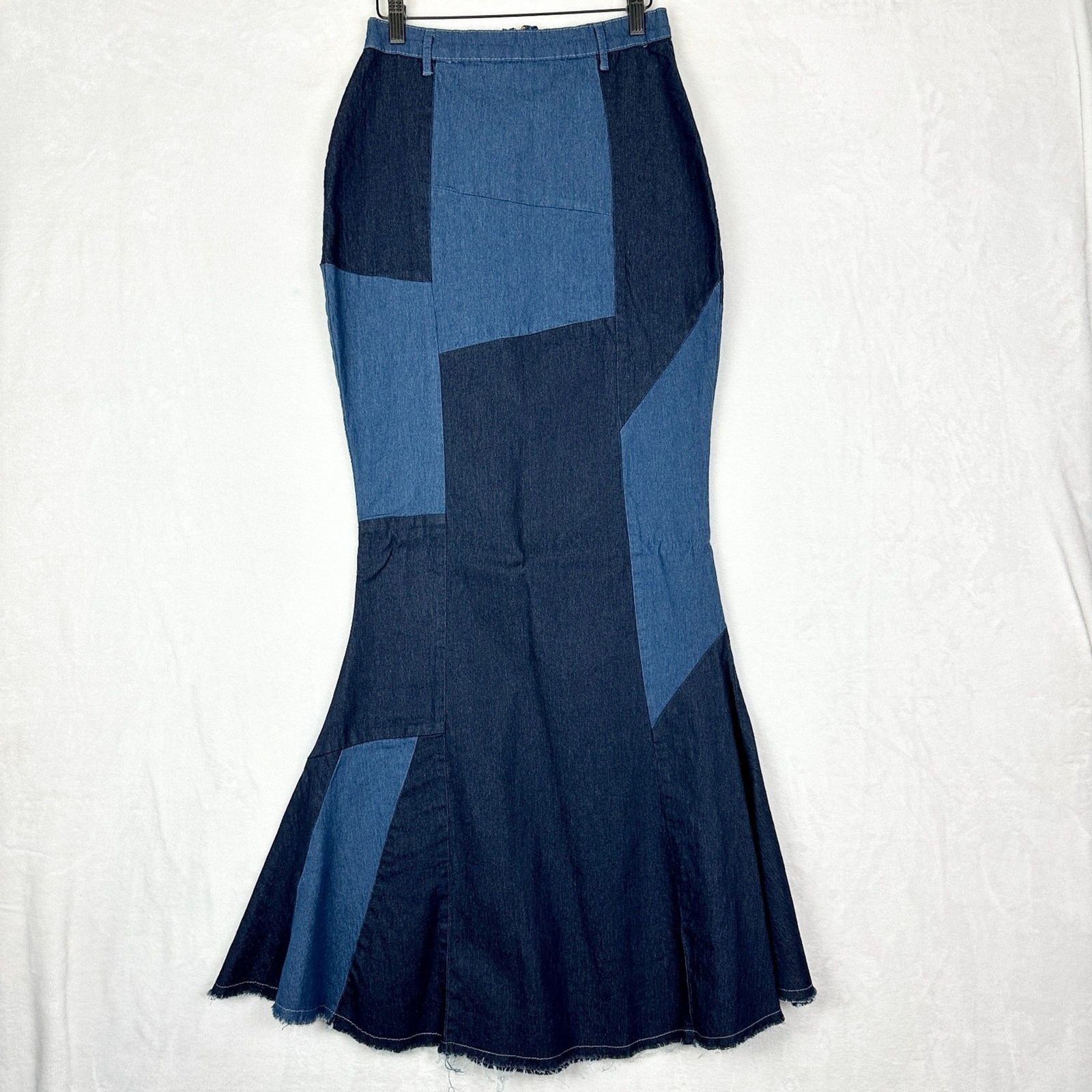 Touch Me Denim Patchwork Strapless Maxi Dress Siz… - image 2