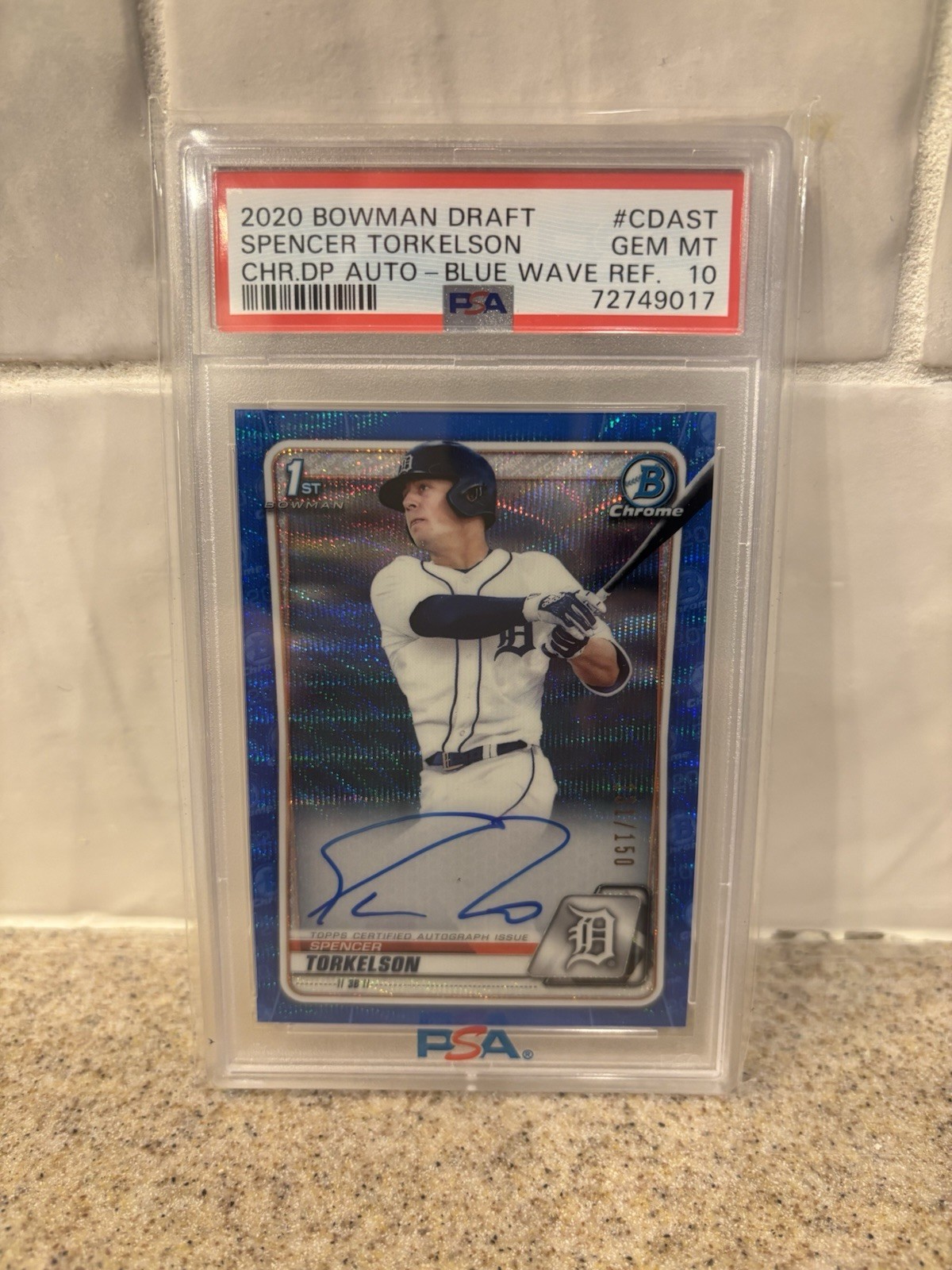 2020 Bowman Draft Chrome - Spencer Torkelson Auto - Blue Wave Ref (/150) PSA 10