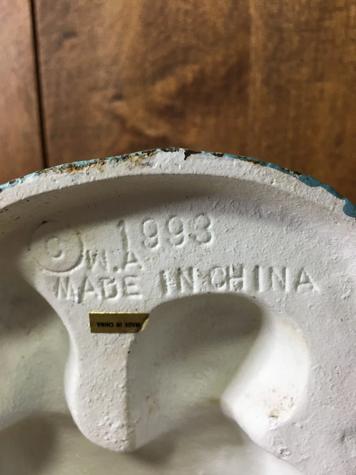 Tope de puerta vintage 1993 W.A hierro fundido niño y niña flores y paraguas 7" raro Foto 4 de 4