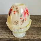 Fenton Vintage Milk Glass Beaded Egg Fariy Light Iridescent Handpainted Holiday