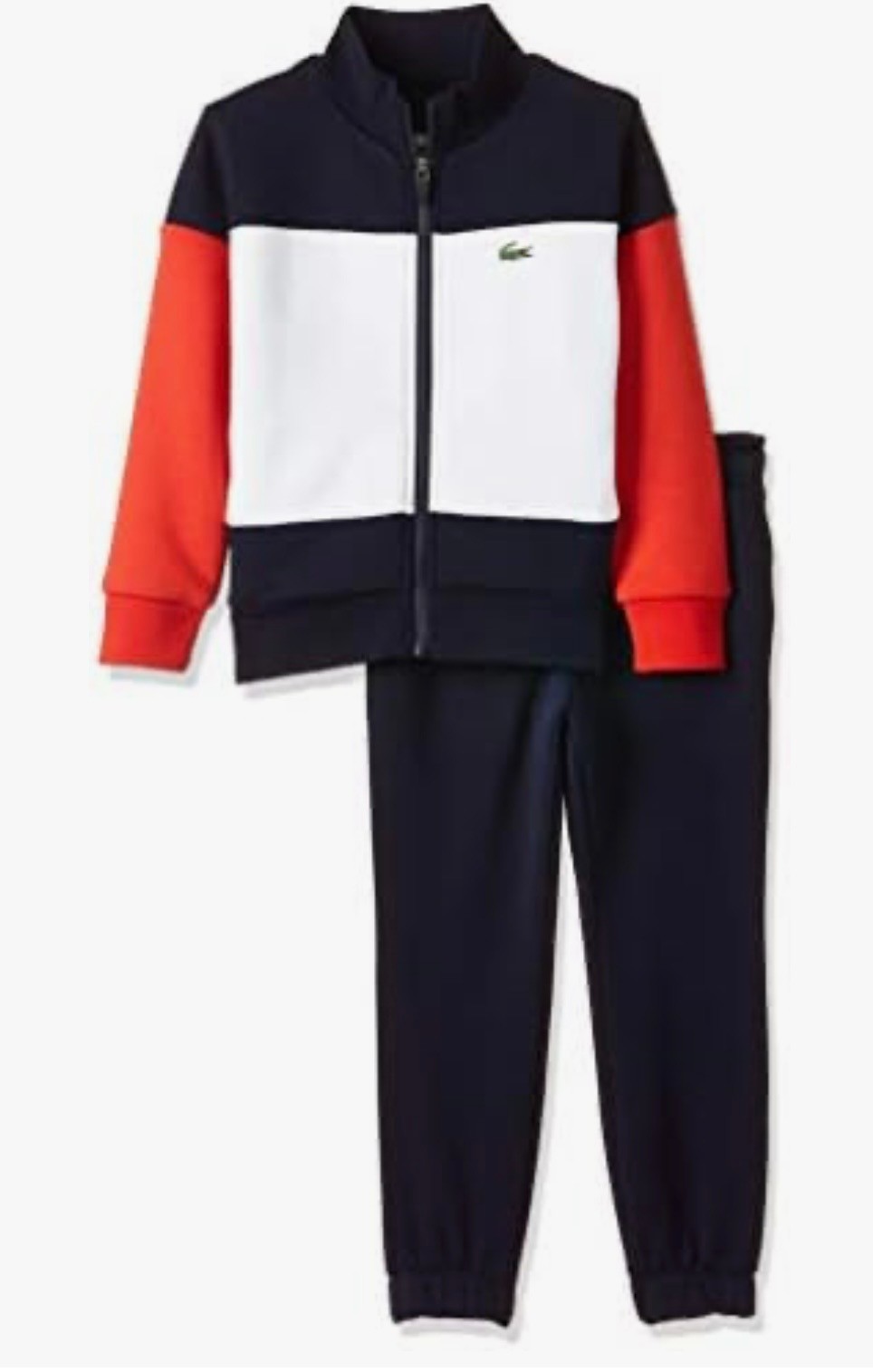 LACOSTE Blue Red White Colorblock Track Suit Jacket Pants Youth Boys Size 16