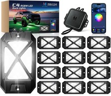 MICTUNING App Control RGBW LED Rock Lights, 12 Pods Full Angle Underglow Light