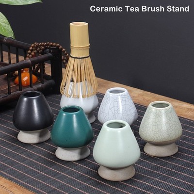 Ceramic Matcha Tea Spoon Holder Standing Bowl Bamboo Grate Brush Tea Set Holder