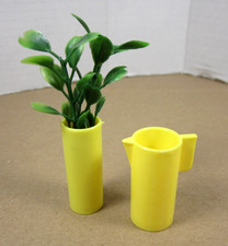 Barbie Dream House yellow Pitcher  Vase w/ plant vtg Mattel 1977 70s