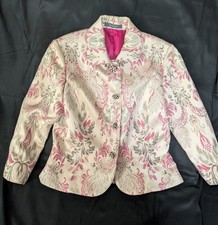 Vintage Liz Claiborne Ivory Blazer With Pink Floral Details
