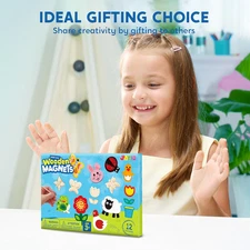12 Wooden Magnet Creativity Arts & Crafts Painting Kit for Kids, Decorate You...