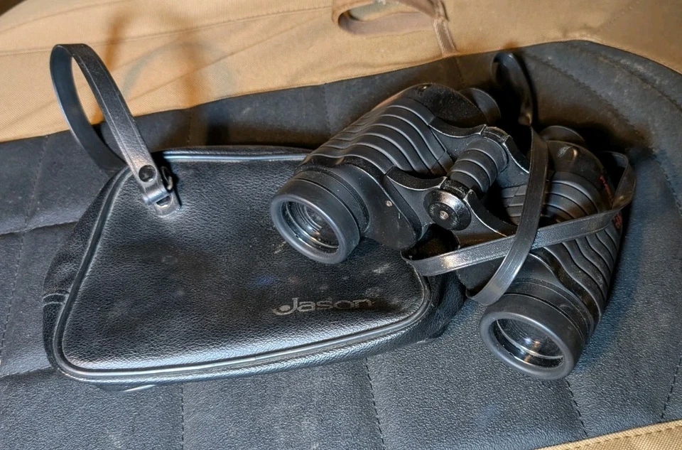 Jason Model 1195 7x35 Binoculars Fixed Focus Wide Angle w/ Case Hong Kong - Image 3 of 4
