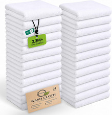 100 Cotton Washcloths 24 Pack 12X12 Inches Soft, Highly Absorbent Washcloth,