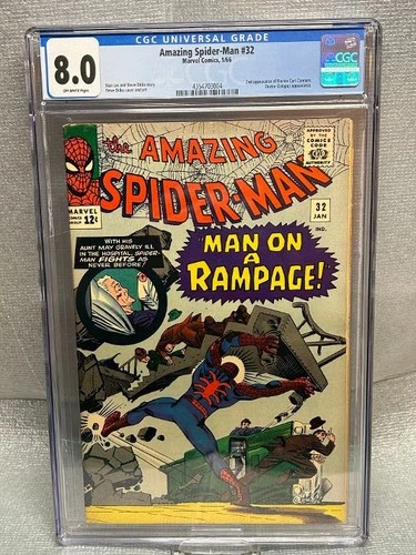 Amazing Spider-Man #32 CGC 8.0, 2nd App Doctor Connors, Lee Story & Ditko Cover