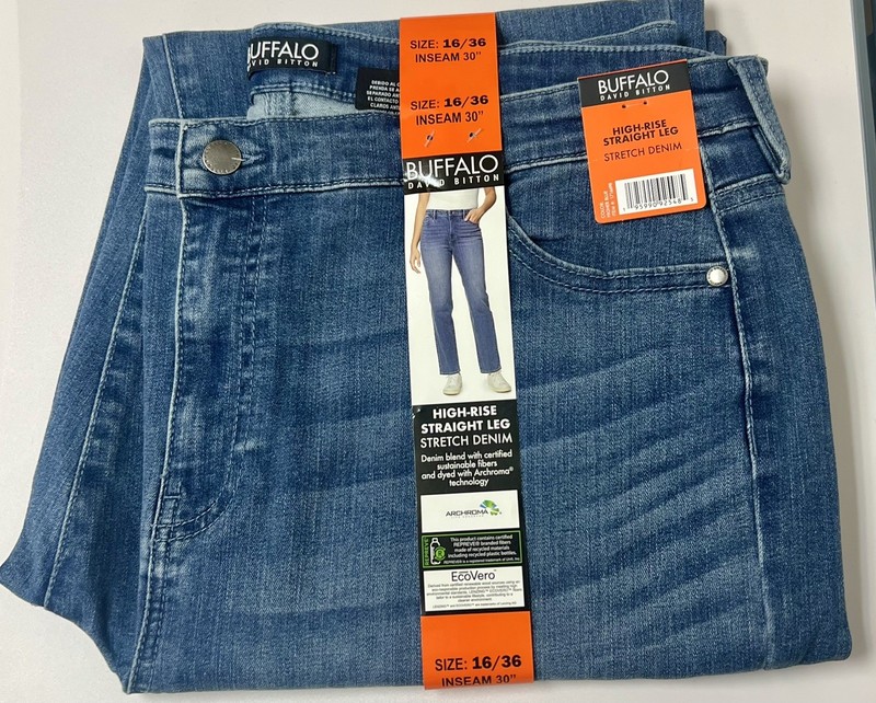 Buffalo David Bitton Straight Leg Jeans Womens 16x36 Light Blue Denim High Rise