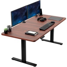 VIVO Electric 60” x 30” Stand Up Desk Workstation, Dark Walnut Top, Black Frame