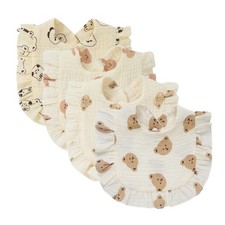 Muslin Baby Drool Bibs 4 PACK Solid Cotton Adjustable Teething Feeding