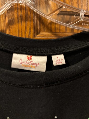 Quacker Factory Sommer Sprüche schwarz "Happy" 3/4 Arm Top Größe Large QVC - Bild 3 von 4