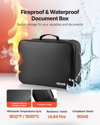 VEVOR Fireproof Document Box, 1832   Heat Insulated Fireproof & Waterproof Box w