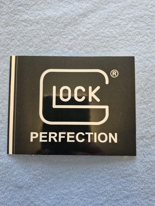 Glock Perfection Sticker Decal 4 1/2" W X 3 1/2" W Black/White