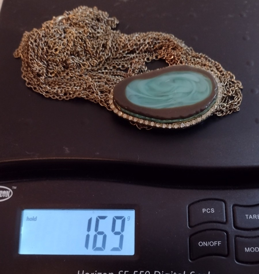 Statement Necklace - Multi-Chain with Large Faux … - image 6