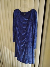 CHAPS EST 1978 blue & black geometric bodycon sheath dress XL