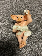 Cute Happy John Woodward H.HSC LTD 1995 Pig Rolling In Money Ornament 