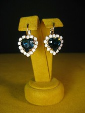MARIANA JEWELRY EARRINGS HEART SWAROVSKI CRYSTALS SAPPHIRE BLUE Gift Christmas