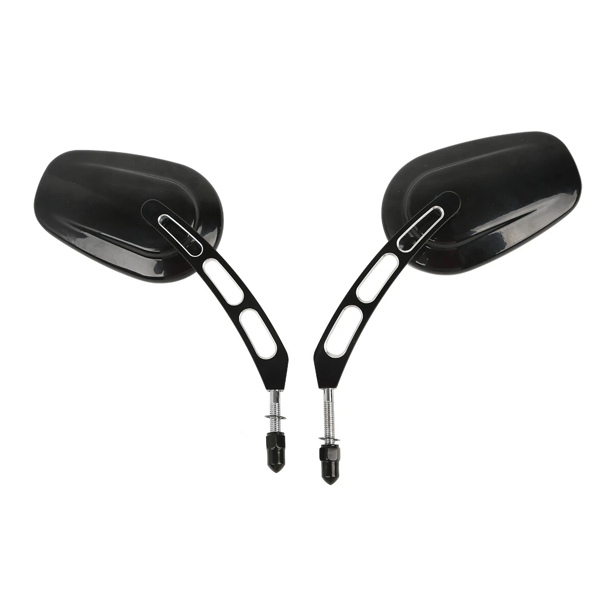 Black 8mm Thread Rear View Mirrors Fit For Harley Softail Slim Dyna FXDF Fat Boy