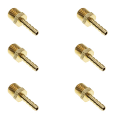 Messingsschlauch Barb Fitting 1/8 ''StachelX1/8 NPT Rohr männlicher Adapter 6pcs