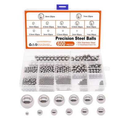 #ad 600 Pcs Metric Precision Steel Bearing Balls Assorted Stainless Steel Loose Bic $14.31