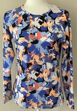 NWT ATHLETA Long Sleeve Point Break Rashguard Swim Top Multicolor Wms Sz Large