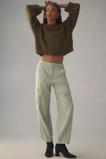 Anthropologie Pilcro Utility Cargo Pants Front Zip Green Cotton S-32 New 276375