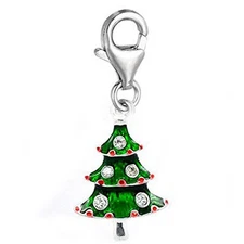 Clip-on Christmas Tree Dangle Charm Pendant for European Clip on Charm Jewelry w