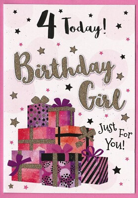 4. Happy Birthday Grußkarte Mädchen 4 Jahre Mädchen 4. Party Mädchen