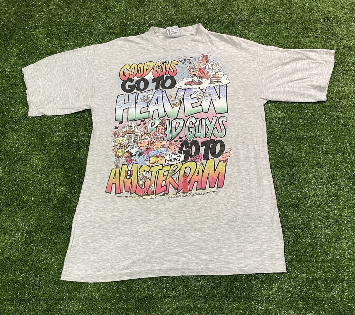 Vintage Single Stitch Fox Tees Brand Bad Guys Go To Amsterdam