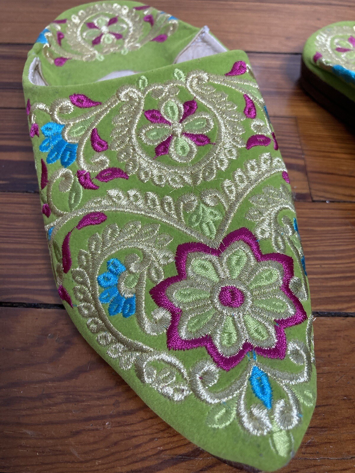 PANTOFOLA D’ORO Ciabatta marocchina in pelle ricamata scarpe babouche donna TG EU 38 US 7 5