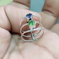 Peridot Cut  Faceted Amethyst Gemstone 925 Sterling Silver Ring Handcraft Gift